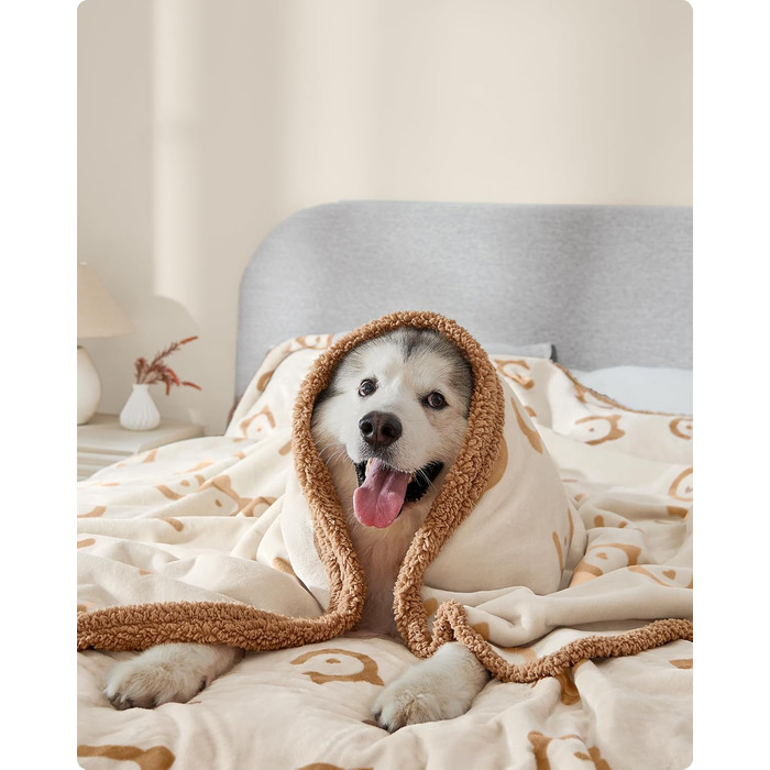 Водонепроникна ковдра для собак Feandrea, Sherpa Fleece, 152x127 см, XL, для собак та котів, захист дивану, машинне прання, бежевий, XXXL (229x203 см)
