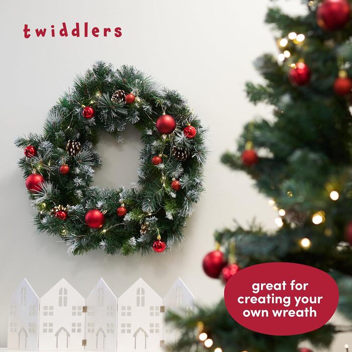 50 прикрас на ялинку Twiddlers - Різні розміри та покриття (6см, 4см, 3см) - Матові, блискучі, з глітером - для ялинкової прикраси