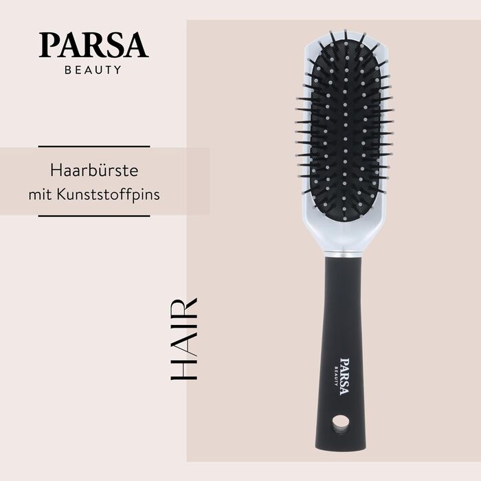 Пряма щітка для волосся PARSA Beauty Trend Line – срібна, для всіх типів волосся, з масажним ефектом, 23 x 4,6 x 3,4 см