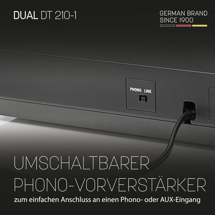 Програвач вінілу Dual DT 210-1 USB: 2 швидкості, магнітний звукознімач, ремінний привід, USB для оцифрування, чорний