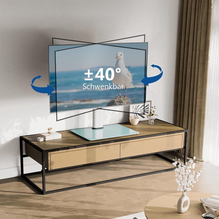 FITUEYES Adjustable TV Stand for 32-65 Inch TVs - Swivel & VESA 600x400 - White