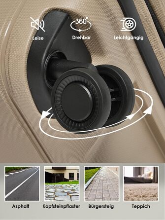 Набір валіз REDOLZ 3 шт. | Розширювані, з TSA-замком, з поліпропілену | Розміри: 6 см, 4 колеса | Beige (Essentials 11)