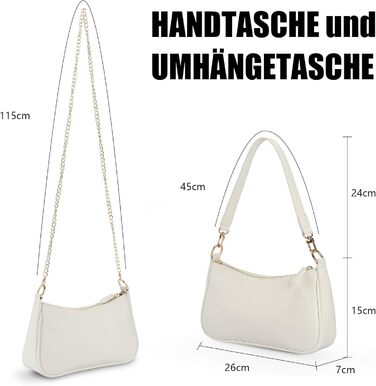 Сумка жіноча Kleine Handtasche біла: PU-шкіра, ланцюжок, ремінець через плече, 26x7x15 см