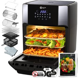 Мультипечі Airfryer Balter HL-1200 XXL: аерофритюрниця, міні-духовка та дегідратор 12л, 10 програм, чорна