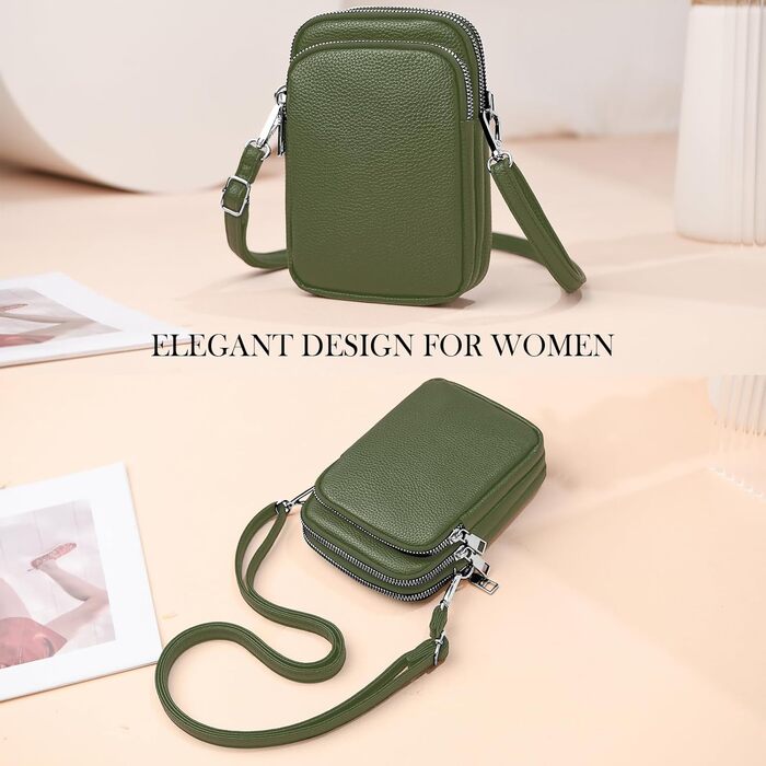 Сумка жіноча Mini Tasche на плече для телефону: кросбоді, гаманець, для iPhone 16 Pro Max/Samsung/Xiaomi (Зелена)