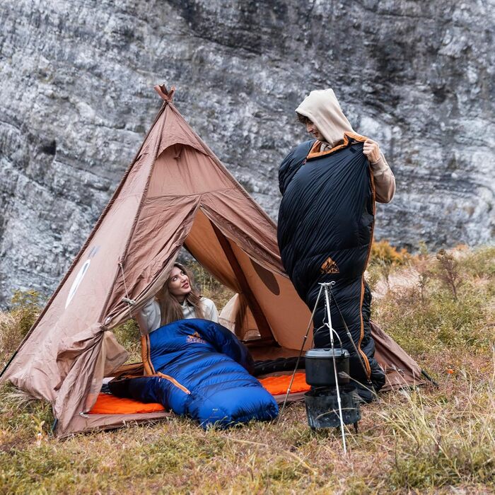 Спальний мішок зимовий, від 0 до -24°C. Легкий мумієвидний спальник для дорослих та підлітків, чорний. Ідеально для кемпінгу, походів та трекінгу.