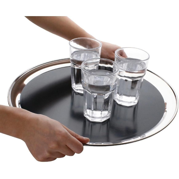 DEL - Round Tablet - Stainless Steel Tablet - Serving Tray - Round Serving Tray - Stainless Steel Plate, Kitchen Tray, Silver Round Tray, Large Serving Platter, Tray Serving Tray Round - Ø 36 cm