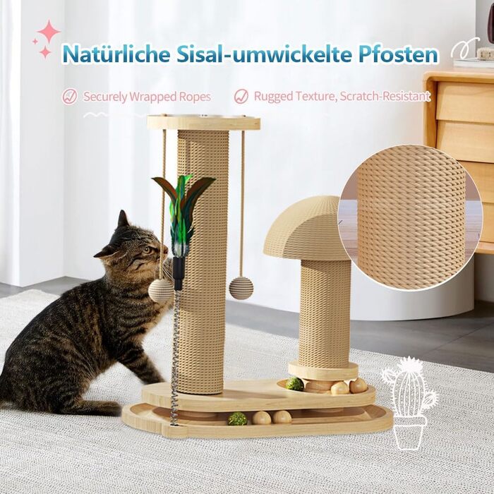 Anyingkai 4-in-1 Interactive Wooden Cat Toy - Wooden Carousel with Balls, Intelligence Toy for Cats (1, A)