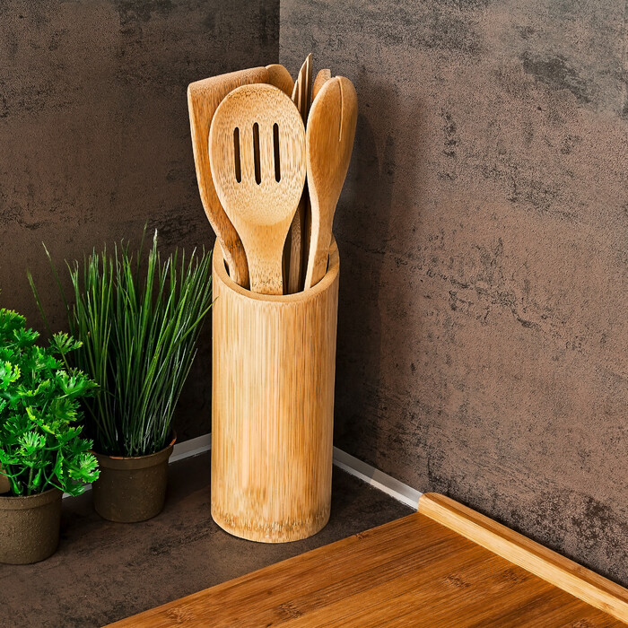 Relaxdays Kitchen Helper Set, 7-Piece Bamboo