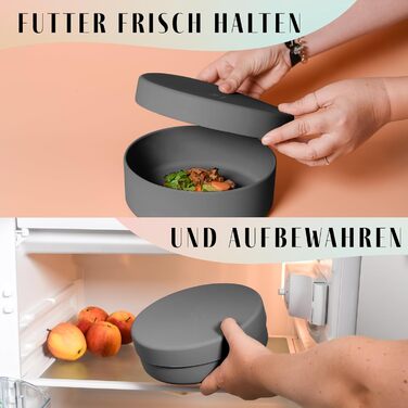 Миска для собак Ne&no® Silikon Fress 1200 мл, сірий графіт, з кришкою, антиковзаюча