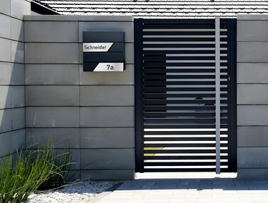 Поштовий ящик з газетницею з нержавіючої сталі, настінний, з замком та гравіюванням (срібний)