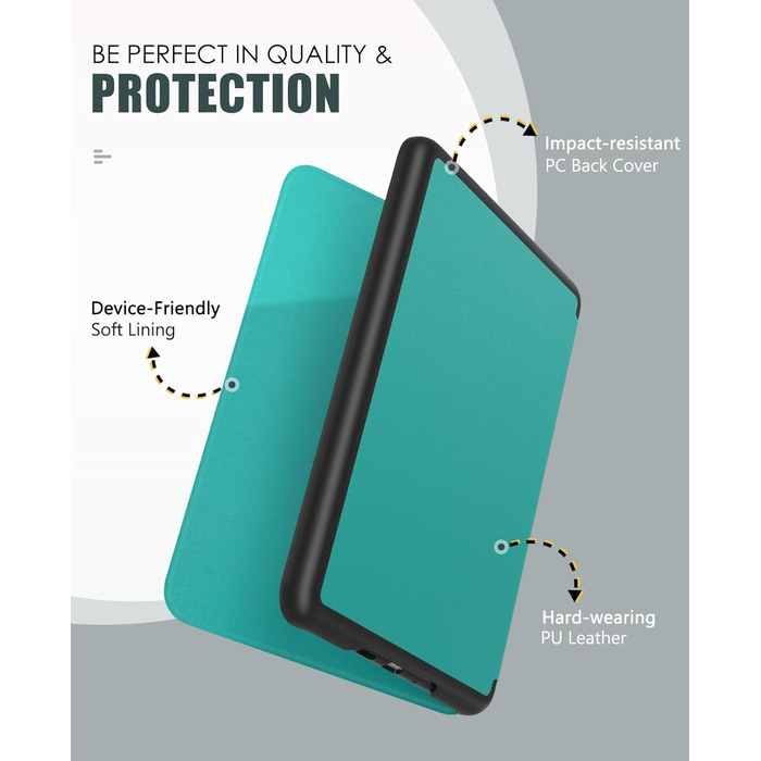 Чохол MoKo для Kindle Paperwhite 2024 (12-го покоління) та Kindle Colorsoft Signature Edition 2024, Jade Green (А-Jade Green), з авто-ввімкненням/вимиканням