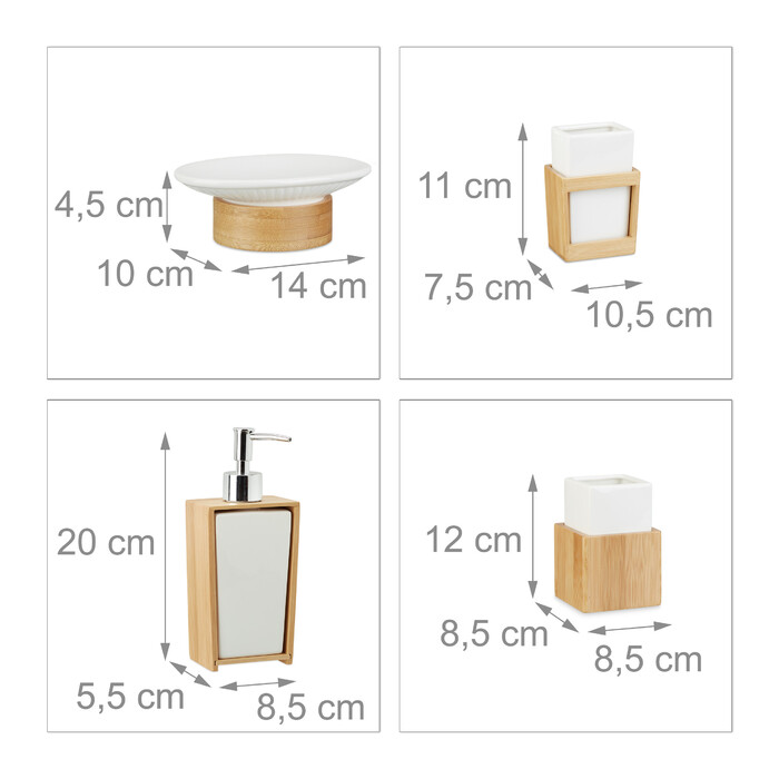 Relaxdays Bathroom Set made of Bamboo and Ceramic