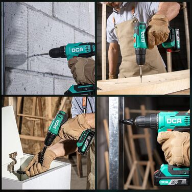 Акумуляторний дриль-шуруповерт DCA ADJZ2035, 20V, 40 Нм, 2.0Ah, 25-ти частинний комплект