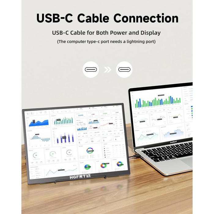 Портативний монітор 12.3 дюйма, FHD 1920x1280, IPS без відблисків, sRGB 100%, 60Hz, динаміки, USB-C, Mini-HDMI, VESA, для Windows/macOS, ігор та роботи (без сенсорного екрану)