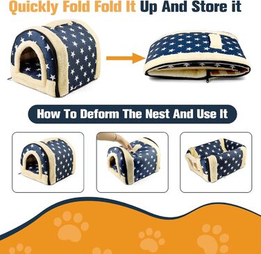 Кіт Хаус Індор, Тепле Гніздо-Печера для Кітів, 2-в-1, Ліжко-Печера для Кітів та Маленьких Собак з Знімним Подушечкою, Прати, 37x32x30 см