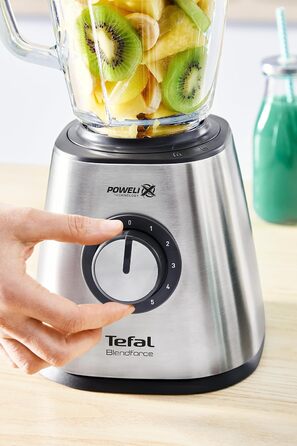 Tefal BL439D Blendforce 2 Stand Mixer | 800 W | Powerful Mixing | 5 Speeds | Pulse Function | 6 Powelix Blades | Stainless Steel Housing | 1.75-L Heat-Resistant Glass Jug | Ice Crushing | Stainless Steel