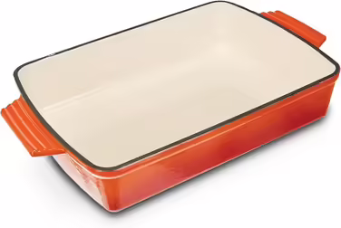 GSW 718363 Orange Shadow Casserole Dish, Cast Iron, orange/cream - 28.5 x 20 cm