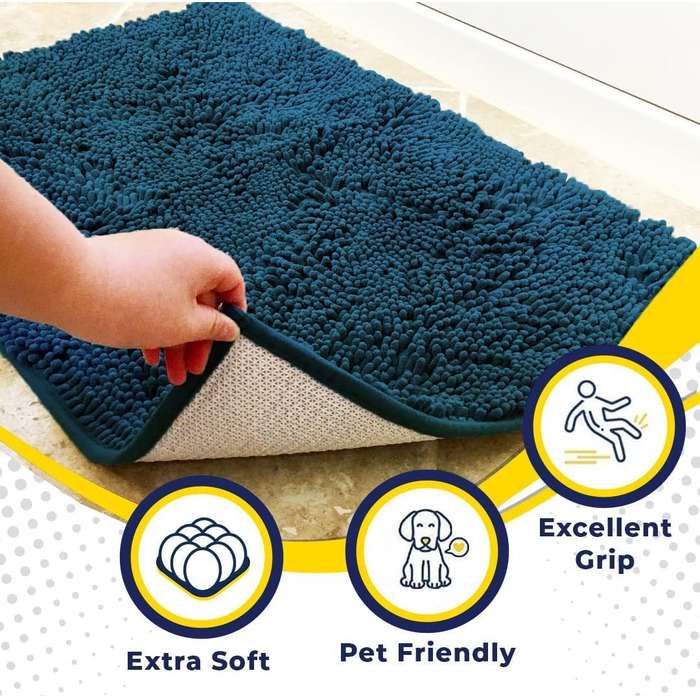 Гігроскопічний килимок для дому та тварин Muddy Mat® з мікрофібри, протиковзкий, що миється, Atlantic Blue, 76.2 x 48.3 см