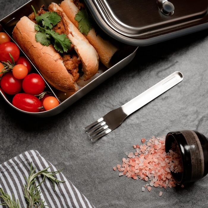 Ланчбокс BLACK+BLUM з нержавіючої сталі 1л, оранжевий, 3-в-1, вакуумна кришка, герметичний, з гофелем, силіконовою стрічкою та роздільником, підходить для духовки та морозильної камери, 20x14x6 см, контейнер для їжі з відділеннями