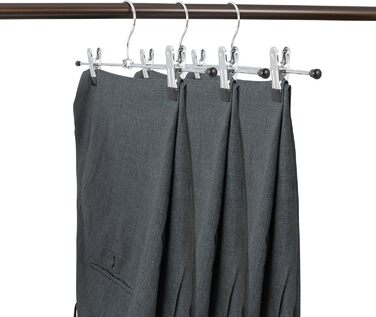 famy.Shop 10-Piece Metal Clothes Hangers Pant Hangers Trouser Clips Non-Slip Rubberized Chrome Plated, approx. 40x11.5cm