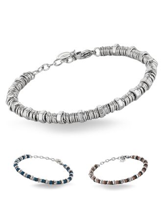 Чоловічий браслет на руці з нержавіючої сталі з шайбами та болтами, регульована довжина 18-21 см з подарунковою коробкою (сріблястий)