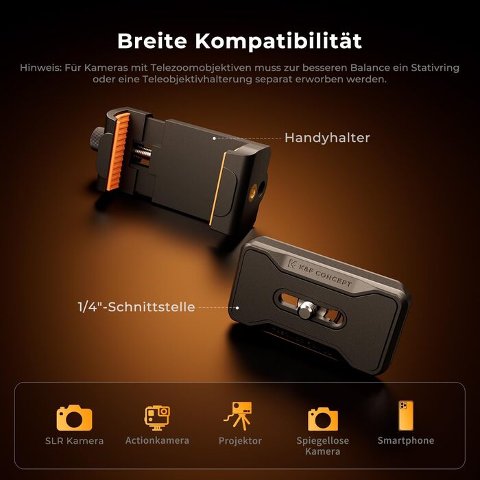 Штатив K&F Concept 152 см з карбону, легкий трипод з гнучким кульковим голівкою 360°, 1/4'' гвинт, чохол для DSLR камери A225C0+BH-25L (178 см, 8 кг, з тримачем для телефону)