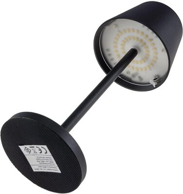 Настільний світильник акумуляторний ChiliTec 30 см LED з димером, USB зарядка, IP44, тепле світло, сенсорний вимикач (Чорний)