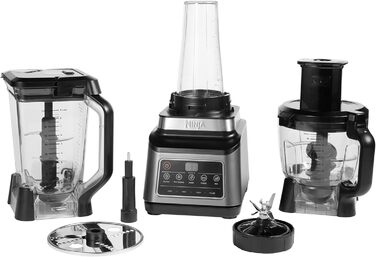 Ninja 3-in-1 Food Processor & Blender with 5 Programs: Mixing, Max Mixing, Chopping, Stirring, Pureeing, 1.8L Bowl, 2.1L Jug, 700ml Cup, 1200W, Dishwasher Safe, Auto-iQ, Black BN800EU