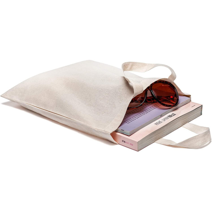 25 Cotton Bags 28 x 32 cm - Jute Bag Medium – Natural Apothecary Bag, Shopping Bag, Yarn Bag Gift Bag ÖKO-TEX® certified Fabric Bag Unprinted, short handles for painting and printing