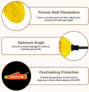 Електричний сушильник для взуття Flintronic: сушильник для черевиків, рукавичок, шкарпеток. Білий (жовтий)