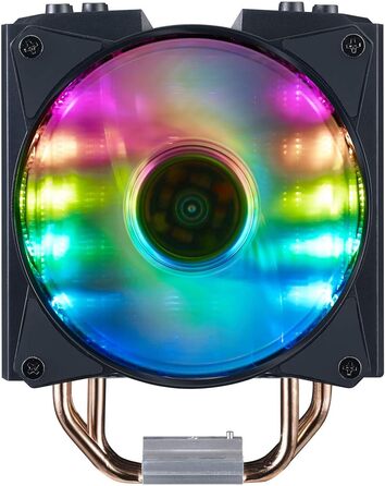 Охолоджувач CPU Cooler Master MasterAir MA410M з RGB підсвічуванням: двотурна конструкція, 6 heatpipes, тихий вентилятор SF120R