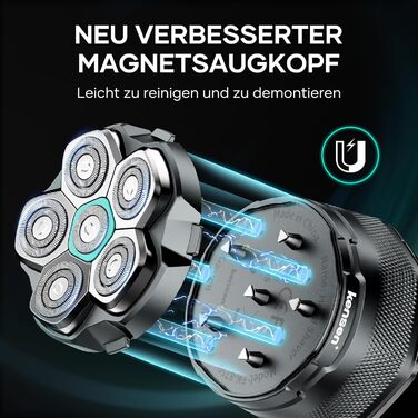 Машинка для гоління голови Kensen Glatzen Herren: Водонепроникний акумуляторний тример для голови з Type-C, чорний