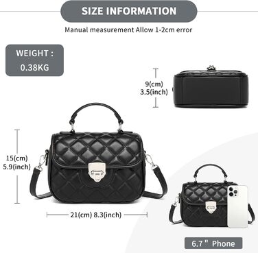 Сумка жіноча Miss Lulu середнього розміру: шкіряна сумка-тоут, крос-боді, вінтажний стиль, чорна (4-1)