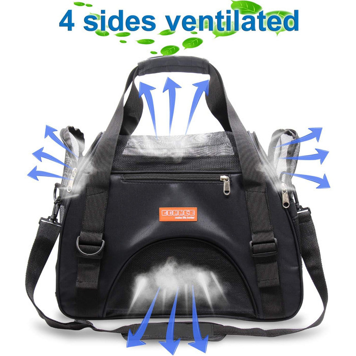 Трансформер для тварин у подорожі: переноска для котів, собак, кроликів, хом'яків. Підходить для авіаперельотів, м'яка, з плечовим ременем (Чорний, M - 47x27x28 см, до 5 кг) L 44 x 30 x 20 см Чорний