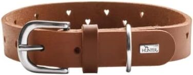 Нашийник для собак HUNTER Aalborg Soul, колір Cognac (коньячний), з сердечком, міцний, розмір 30