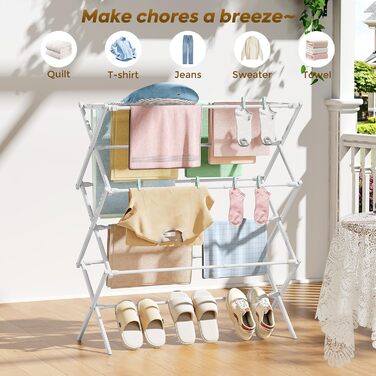 Сушарка для білизни KINGBOARD компактна складана, 6 рівнів, біла - для ванної, балкона