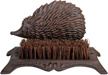 Esschert Design Hedgehog Doormat, Foot Scraper with Brush, Cast Iron, Approx. 25 cm x 16 cm x 15 cm