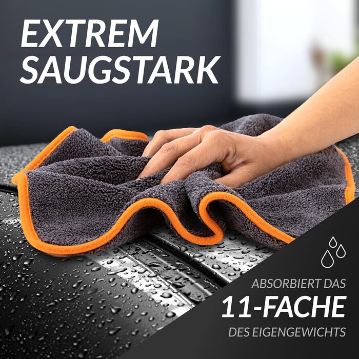 Мікрофібра для автомобіля Glart 443TPO4, 12 шт, 40x40 см, 600 GSM, серветки для полірування та чищення авто, помаранчеві