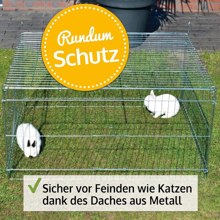 Вольєр для дрібних тварин ZooPrinZ: водовідштовхувальне покриття, дах, захист від сонця, стабільний метал, компактно складався, 3 розміри (S)