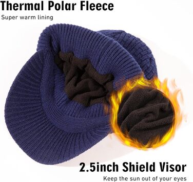 Шапка в'язана з мериносової вовни PolarWool™ TOP-EX, чоловіча/жіноча, з флісовою підкладкою, для зими, біг, катання на лижах, M-XXL (Navy, XL-XXL)