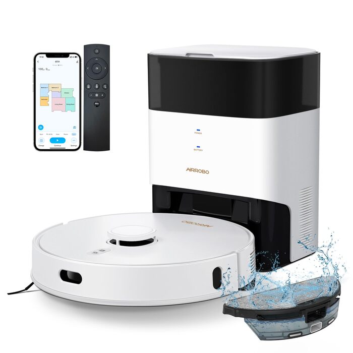 Робот-пилосос AIRROBO GT21 з функцією миття: LiDAR навігація, 180 хв роботи, автоматичне спорожнення, потужний всмоктування, керування через додаток