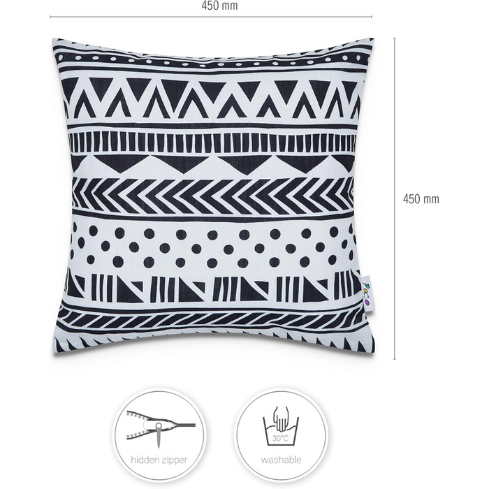 Paco Home Pillow Cover, Sofa Pillow Cover, Cushion Cover, Decorative Pillow, Throw Pillow, Couch Pillow, Modern Geometric Patterns, Color: White-Black, Sets: 4pcs Set White-black 4pcs Set