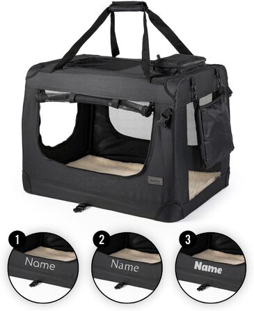 Транспортна переноска для собак та котів Lionto, 60x42x44 см, складана, з ручками та ковдрою, до 12 кг, чорна