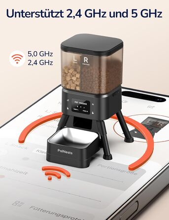 Автоматичний годівник для котів PalNests 4L з Wi-Fi, програмований таймер, сухий корм для котів/собак