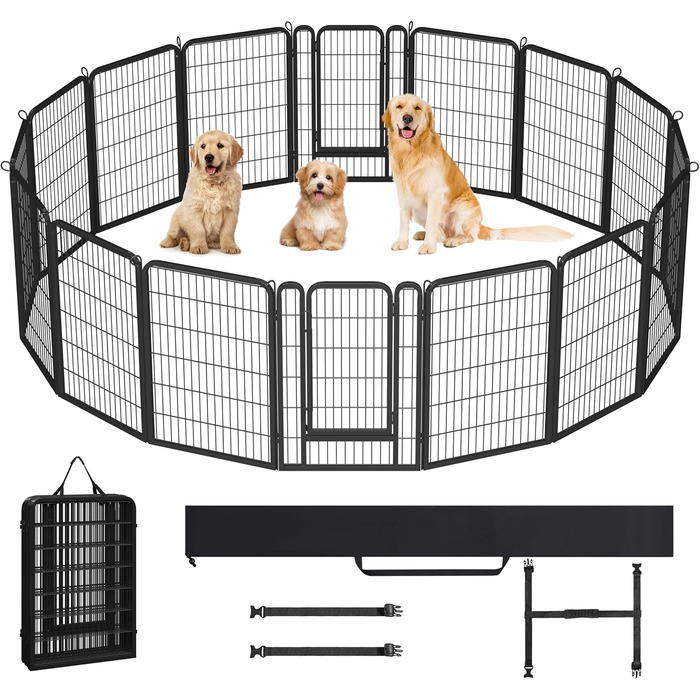 Клітка для цуценят Yaheetech 8-секційна, вольєр для собак з замком, переносна клітка з сумкою та ременями, ідеально підходить для собак у квартирі та на вулиці, проста збірка (100 см заввишки, 16 шт.)