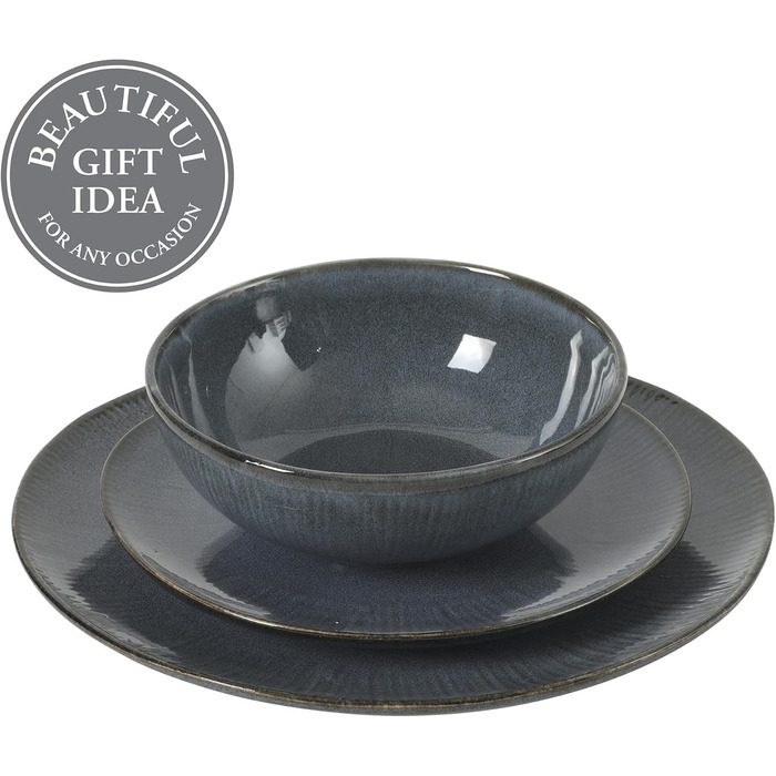 Сервіз столовий Gibson Elite Northrock Steingut 16-ти частинний для 4 осіб (12 предметів) - Білий з ручним розписом, кераміка Steingut