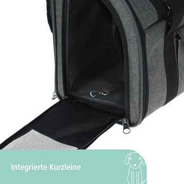 Рюкзак для собак Kerbl Pet Hunderucksack Vacation, сірий, блакитний, 43x24x30 см, Оксфорд, для маленьких собак та котів, міцний, стійкий до бруду
