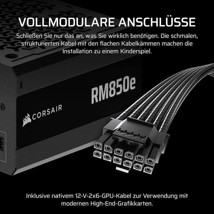 Блок живлення Corsair RM850e (2025) 850W ATX з підтримкою 12V-2x6, сертифікація 80 PLUS Gold, чорний