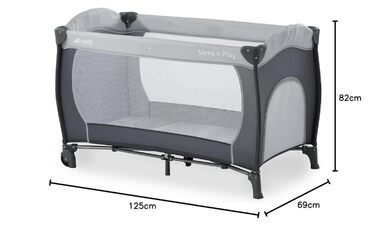 Hauck Sleep N Play Go Plus Travel Cot with Carry Bag, Wheels, Crawl-Through Opening, Compact Folding, Baby Travel Cot for Toddlers from Birth up to 15 kg (Stone) Stone Sleep N Play Go Plus